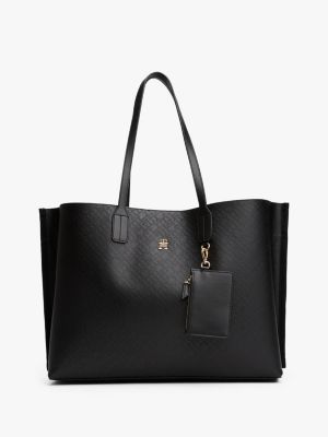 bolso tote con monograma th black de mujeres tommy hilfiger