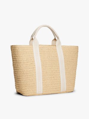 multi webbing handle crochet tote bag for women tommy hilfiger