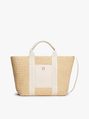 multi webbing handle crochet tote bag for women tommy hilfiger