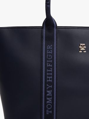 cabas à bande de logo bleu pour femmes tommy hilfiger