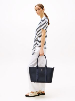 blue logo tape tote bag for women tommy hilfiger