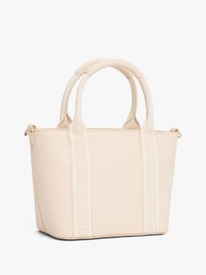 borsa tote con tracolla e nastro iconico bianco da donne tommy hilfiger