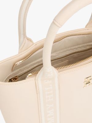 weiß crossbody-tote-bag mit logo-tape für damen - tommy hilfiger