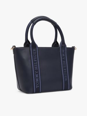 blau crossbody-tote-bag mit logo-tape für damen - tommy hilfiger