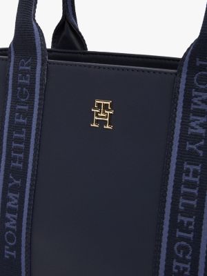 blau crossbody-tote-bag mit logo-tape für damen - tommy hilfiger