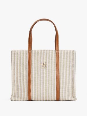 borsa da spiaggia con tracolla e monogramma multi da donne tommy hilfiger