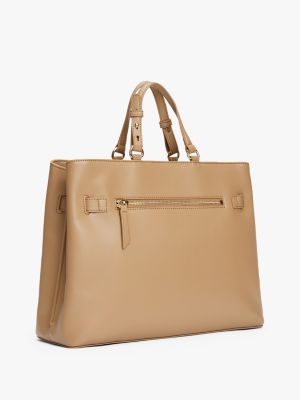 satchel heritage con tracolla beige da donne tommy hilfiger