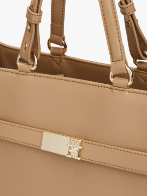 satchel heritage con tracolla beige da donne tommy hilfiger