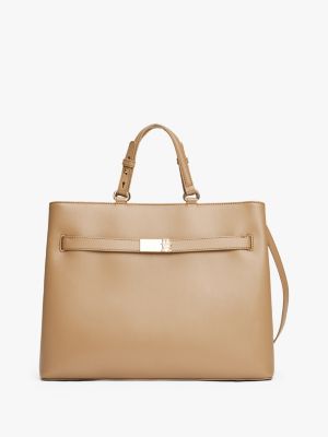 beige heritage crossbody satchel for women tommy hilfiger