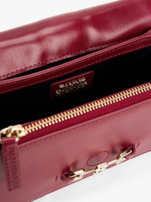 borsa heritage in pelle con morsetto rosso da donne tommy hilfiger