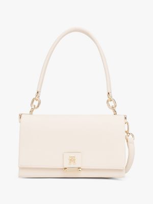 white crossbodytas met flapsluiting en th-monogram voor dames - tommy hilfiger