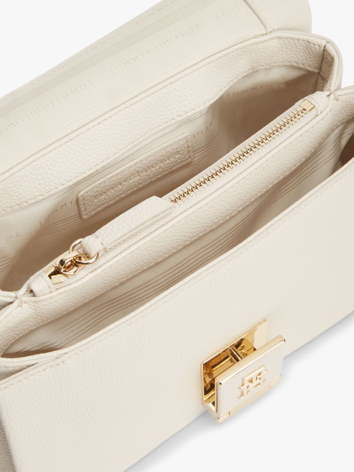 TH Monogram Flap Crossbody Bag — Beige