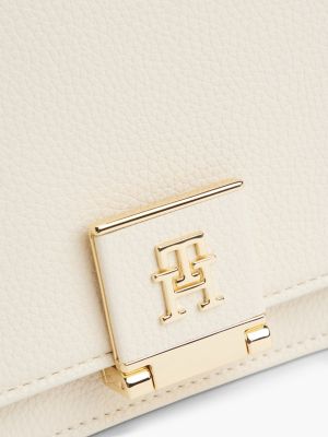 beige th monogram flap crossbody bag for women tommy hilfiger