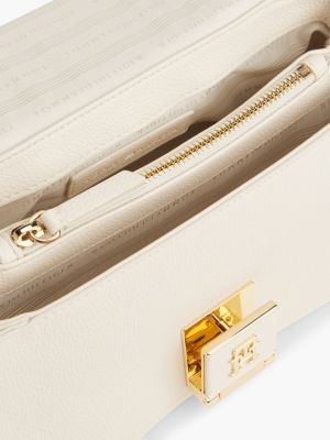 beige th monogram flap crossbody bag for women tommy hilfiger