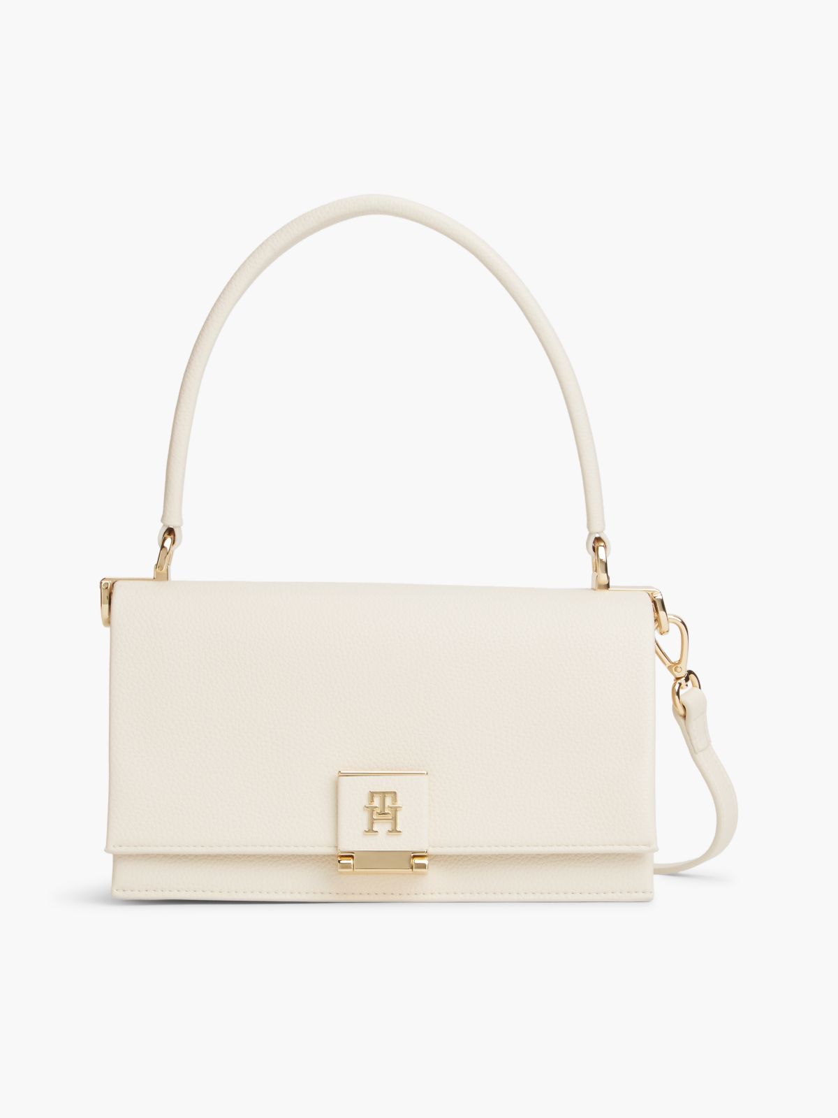 TH Monogram Flap Crossbody Bag — Beige
