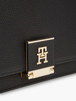 borsa a tracolla con patta e monogramma th nero da donne tommy hilfiger