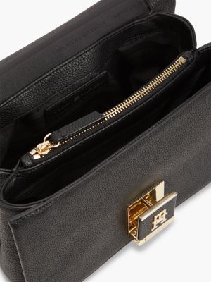 borsa a tracolla con patta e monogramma th nero da donne tommy hilfiger