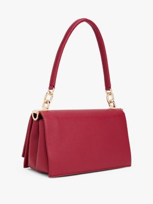 borsa a tracolla con patta e monogramma th red da donne tommy hilfiger