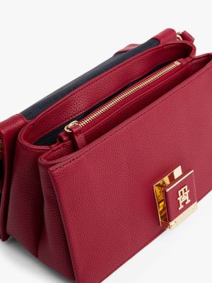 red th monogram flap closure crossbody bag for women tommy hilfiger