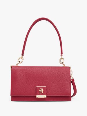red th monogram flap closure crossbody bag for women tommy hilfiger