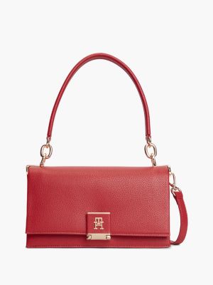 red th monogram flap crossbody bag for women tommy hilfiger