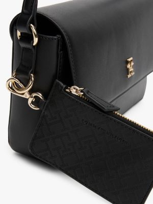 borsa convertibile con monogramma th nero da donne tommy hilfiger