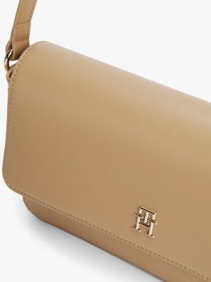 beige th monogram convertible crossbody bag for women tommy hilfiger