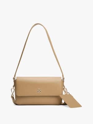 sac bandoulière à monogramme th convertible beige pour femmes tommy hilfiger