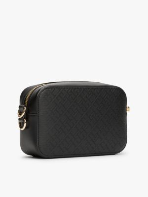 black th monogram camera bag for women tommy hilfiger