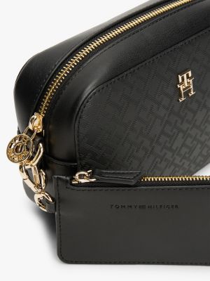 zwart cameratas met th-monogram voor dames - tommy hilfiger