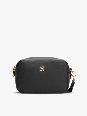 petit sac bandoulière à monogramme th black pour femmes tommy hilfiger