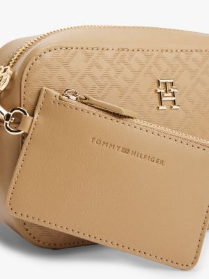 beige th monogram camera bag for women tommy hilfiger