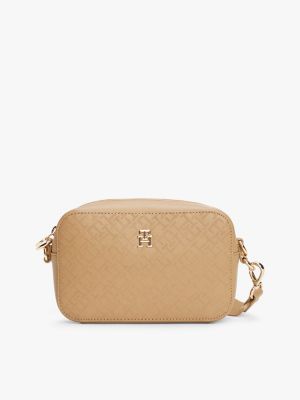 beige th monogram camera bag for women tommy hilfiger