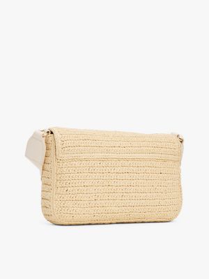 meerdere kleuren convertible crossbodytas van raffia voor dames - tommy hilfiger