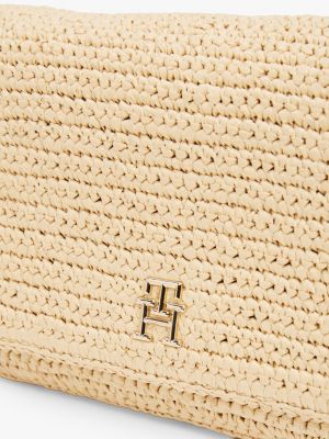 meerdere kleuren convertible crossbodytas van raffia voor dames - tommy hilfiger