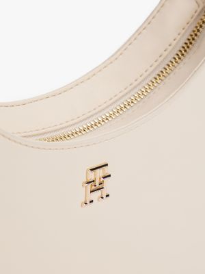 wit schoudertas met metalen th-monogram voor dames - tommy hilfiger