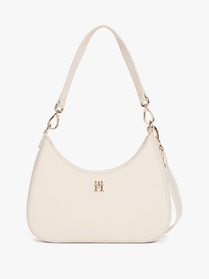 white schoudertas met metalen th-monogram voor dames - tommy hilfiger