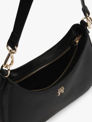 black th monogram plaque shoulder bag for women tommy hilfiger