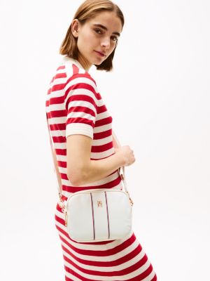 camera bag con monogramma th bianco da donne tommy hilfiger