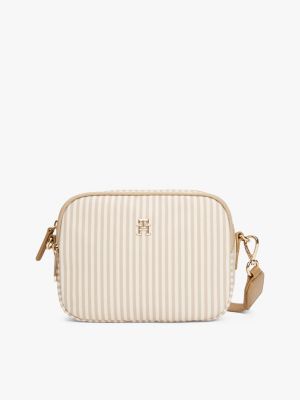 multi gestreifte crossbody-kameratasche für damen - tommy hilfiger