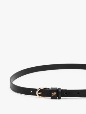 black essential th monogram leather belt for women tommy hilfiger