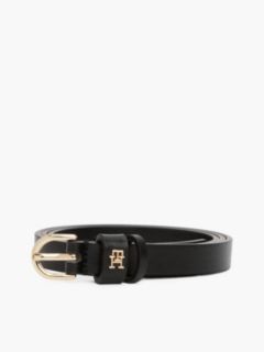 Leather TH Monogram Plaque Belt — Black 4