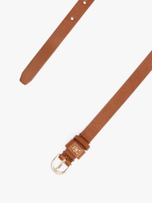 brown essential th monogram leather belt for women tommy hilfiger