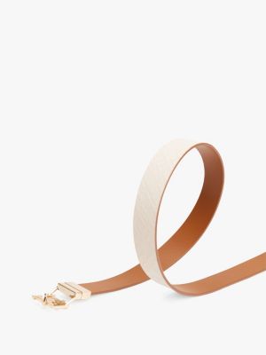 ceinture réversible en cuir à monogramme th brown pour femmes tommy hilfiger