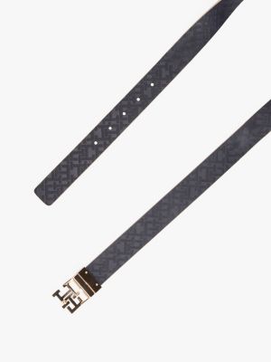 beige reversible leren riem met th-monogram voor dames - tommy hilfiger