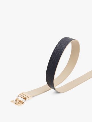 ceinture réversible en cuir à monogramme th beige pour femmes tommy hilfiger