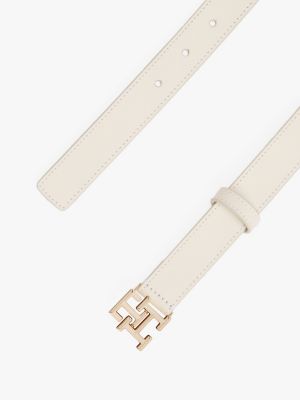 white th monogram leather belt for women tommy hilfiger