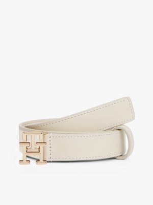 white skórzany pasek th monogram dla kobiety - tommy hilfiger