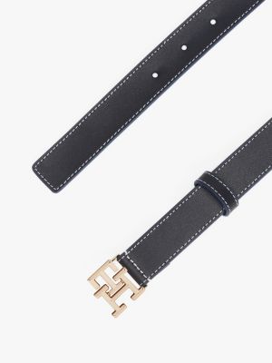 blau ledergürtel mit th-monogramm für damen - tommy hilfiger