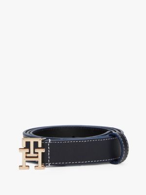 ceinture en cuir à monogramme th bleu pour femmes tommy hilfiger